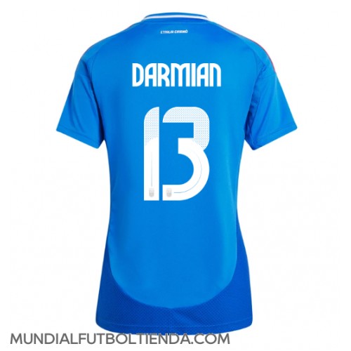 Camiseta Italia Matteo Darmian #13 Primera Equipación Replica Eurocopa 2024 para mujer mangas cortas